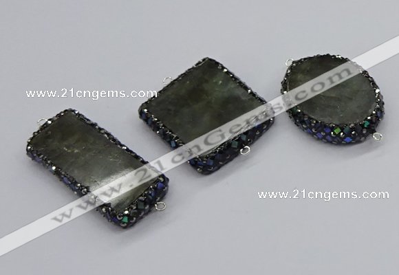 NGC1746 22*50mm - 30*40mm freeform labradorite connectors