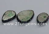 NGC1747 25*35mm - 30*45mm freeform green apple jasper connectors