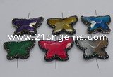 NGC1750 35*45mm - 35*50mm butterfly agate gemstone connectors