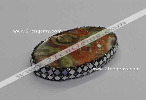 NGC1760 40*60mm oval ocean agate connectors wholesale