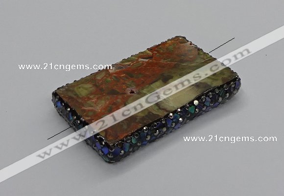 NGC1767 40*60mm rectangle ocean agate connectors wholesale