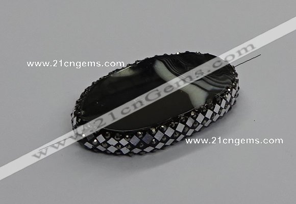 NGC1780 35*55mm oval agate gemstone connectors wholesale