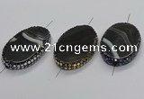 NGC1783 35*55mm oval agate gemstone connectors wholesale