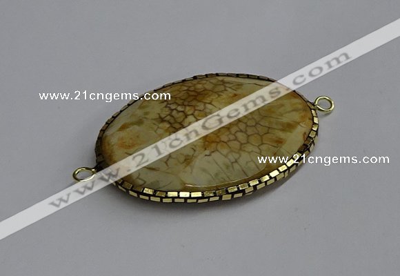 NGC1821 35*50mm oval agate gemstone connectors wholesale