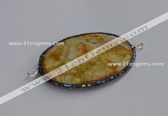 NGC1822 35*50mm oval agate gemstone connectors wholesale