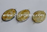 NGC1823 35*50mm oval agate gemstone connectors wholesale