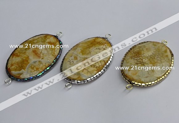 NGC1823 35*50mm oval agate gemstone connectors wholesale