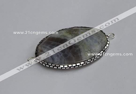 NGC1825 35*50mm oval agate gemstone connectors wholesale