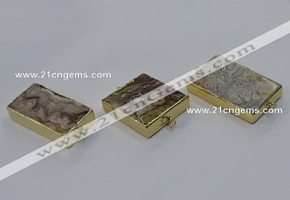 NGC1847 20*40mm - 30*45mm rectangle crazy lace agate connectors