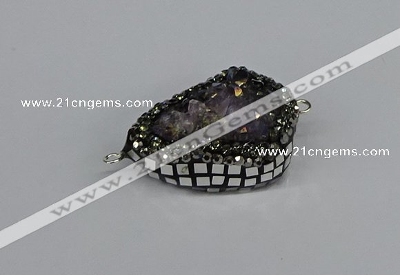 NGC1850 22*30mm - 25*35mm flat teardrop plated druzy amethyst connectors