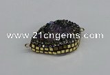 NGC1851 22*30mm - 25*35mm flat teardrop plated druzy amethyst connectors