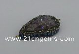 NGC1852 22*30mm - 25*35mm flat teardrop plated druzy amethyst connectors