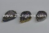 NGC1853 22*30mm - 25*35mm flat teardrop plated druzy amethyst connectors