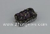 NGC1855 15*35mm - 22*30mm rectangle plated druzy amethyst connectors