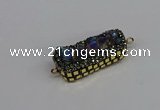 NGC1856 15*35mm - 22*30mm rectangle plated druzy amethyst connectors