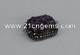 NGC1857 15*35mm - 22*30mm rectangle plated druzy amethyst connectors