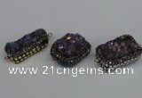 NGC1858 15*35mm - 22*30mm rectangle plated druzy amethyst connectors