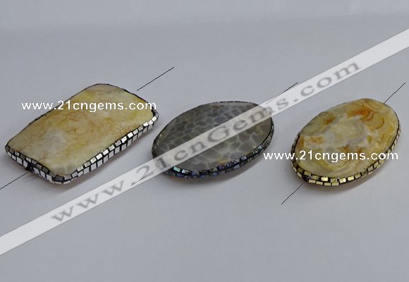 NGC1889 30*40mm - 30*45mm freeform agate gemstone connectors