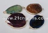 NGC189 20*35mm - 25*40mm freeform druzy agate connectors