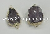 NGC196 20*28mm - 25*30mm freeform druzy amethyst connectors