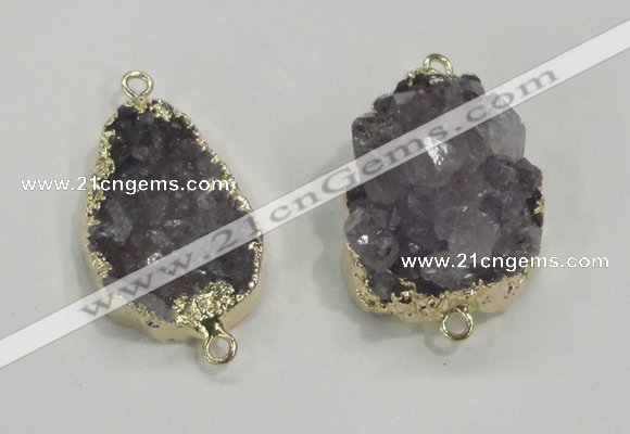 NGC196 20*28mm - 25*30mm freeform druzy amethyst connectors