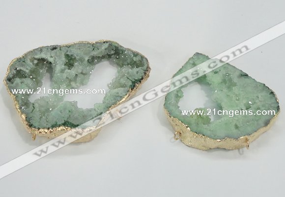 NGC204 50*60mm - 55*75mm freeform druzy agate connectors