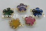 NGC218 24mm - 25mm flower agate gemstone connectors wholesale