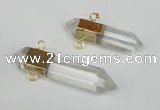 NGC226 10*35mm - 12*45mm faceted nuggets white crystal connectors