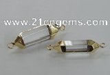 NGC227 10*35mm - 8*40mm faceted nuggets white crystal connectors