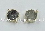 NGC246 16mm - 18mm coin druzy agate gemstone connectors