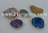 NGC248 20*30mm - 30*45mm freeform druzy agate connectors