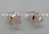 NGC260 18*30mm - 20*35mm faceted nuggets rose quartz connectors