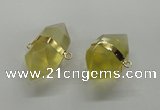 NGC261 18*30mm - 20*35mm faceted nuggets lemon quartz connectors