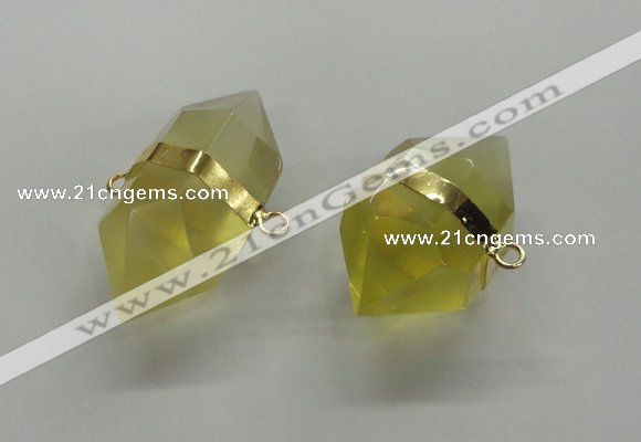 NGC261 18*30mm - 20*35mm faceted nuggets lemon quartz connectors