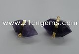 NGC262 18*30mm - 20*35mm faceted nuggets amethyst connectors