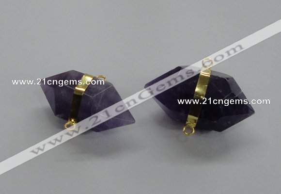 NGC262 18*30mm - 20*35mm faceted nuggets amethyst connectors