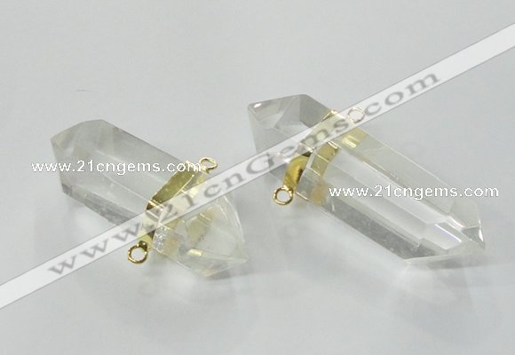 NGC266 15*45mm - 18*50mm faceted nuggets white crystal connectors