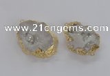 NGC267 35*45mm - 40*50mm freeform plated druzy agate connectors