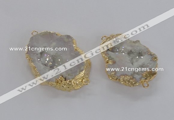 NGC267 35*45mm - 40*50mm freeform plated druzy agate connectors