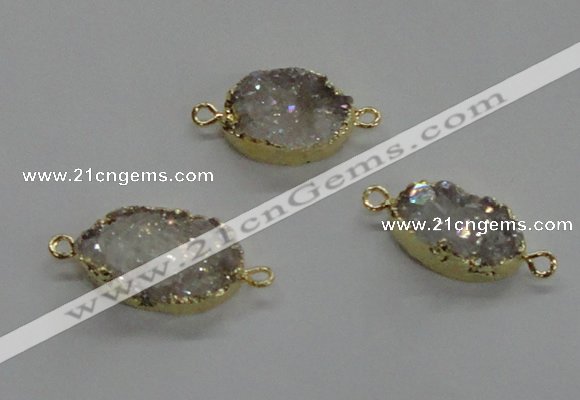 NGC270 10*15mm - 13*18mm freeform plated druzy agate connectors