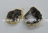 NGC272 30*35mm - 35*40mm freeform plated druzy agate connectors
