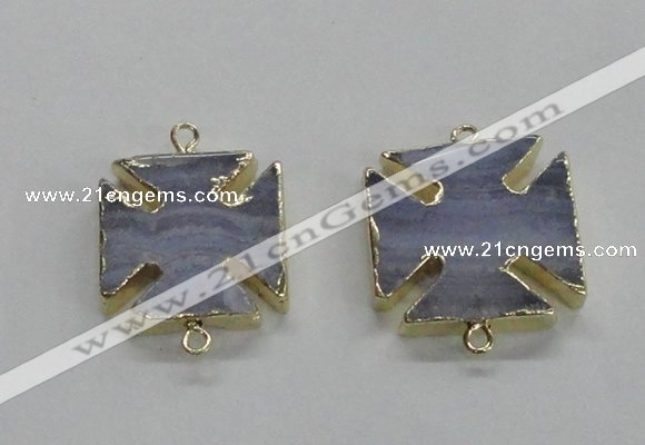 NGC274 22*22mm - 24*24mm blue lace agate gemstone connectors