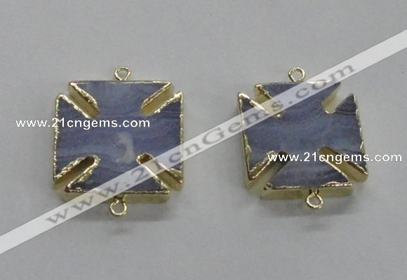 NGC275 26*26mm - 28*28mm blue lace agate gemstone connectors