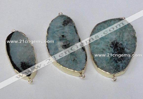 NGC283 22*45mm - 40*55mm freeform druzy agate connectors