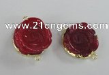 NGC288 23*25mm - 26*28mm carved flower agate gemstone connectors