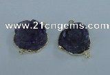 NGC289 23*25mm - 26*28mm carved flower agate gemstone connectors