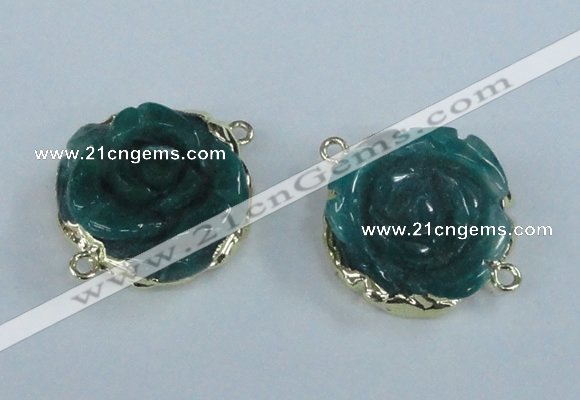NGC291 23*25mm - 26*28mm carved flower agate gemstone connectors
