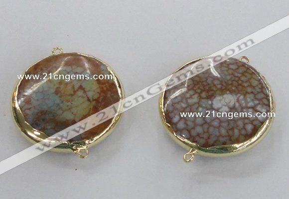 NGC298 35mm flat round agate gemstone connectors wholesale