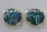 NGC299 35mm flat round agate gemstone connectors wholesale