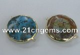 NGC300 35mm flat round agate gemstone connectors wholesale